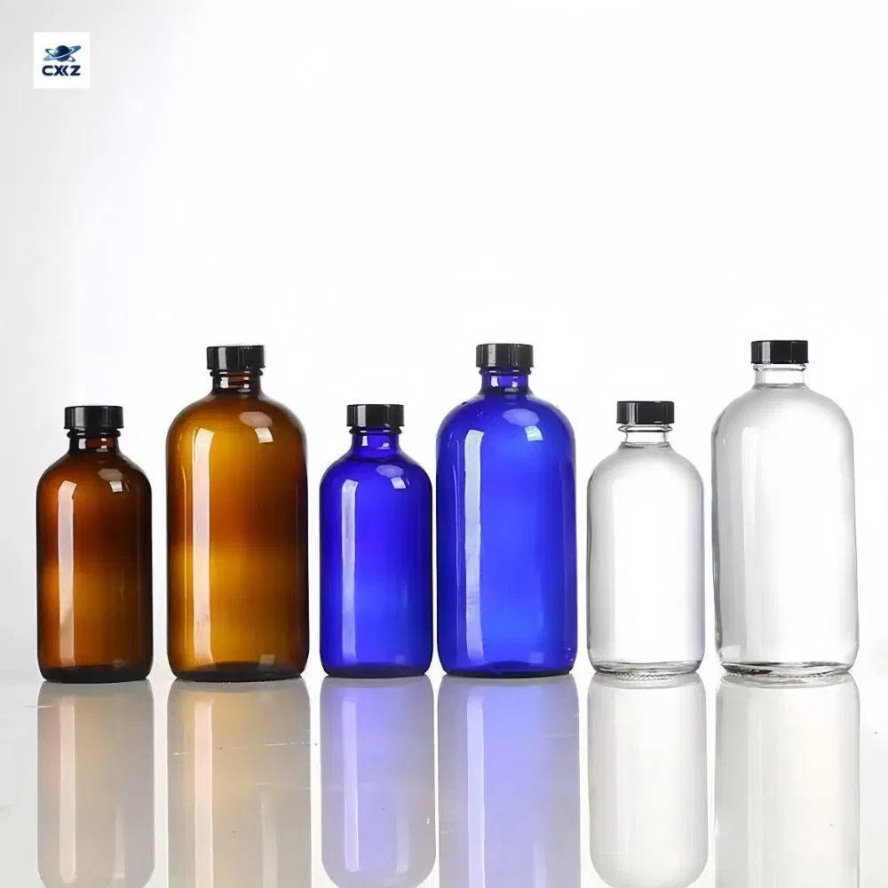 Wholesale Factory Price 15ml 30ml 60ml 120ml 250ml 500ml 1000ml Amber Boston Round Glass Bottles with Bakelite Phenolic Cap