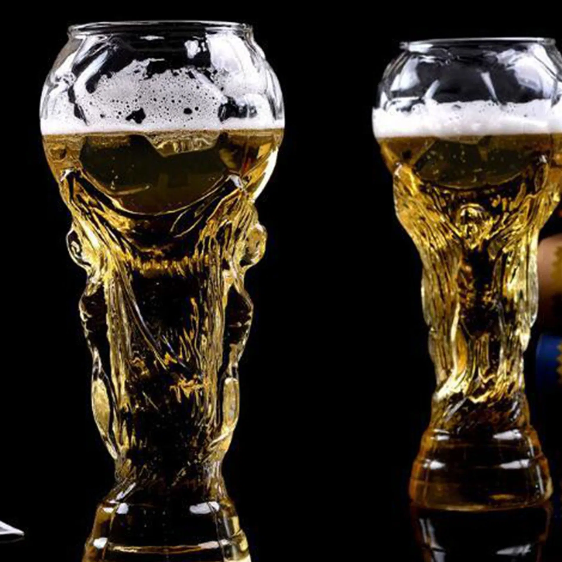 Hot Sale Football Embossed Design Football Worlds Cup Bar Beer Glass Irregular Shapes Beer Glass Bottle
