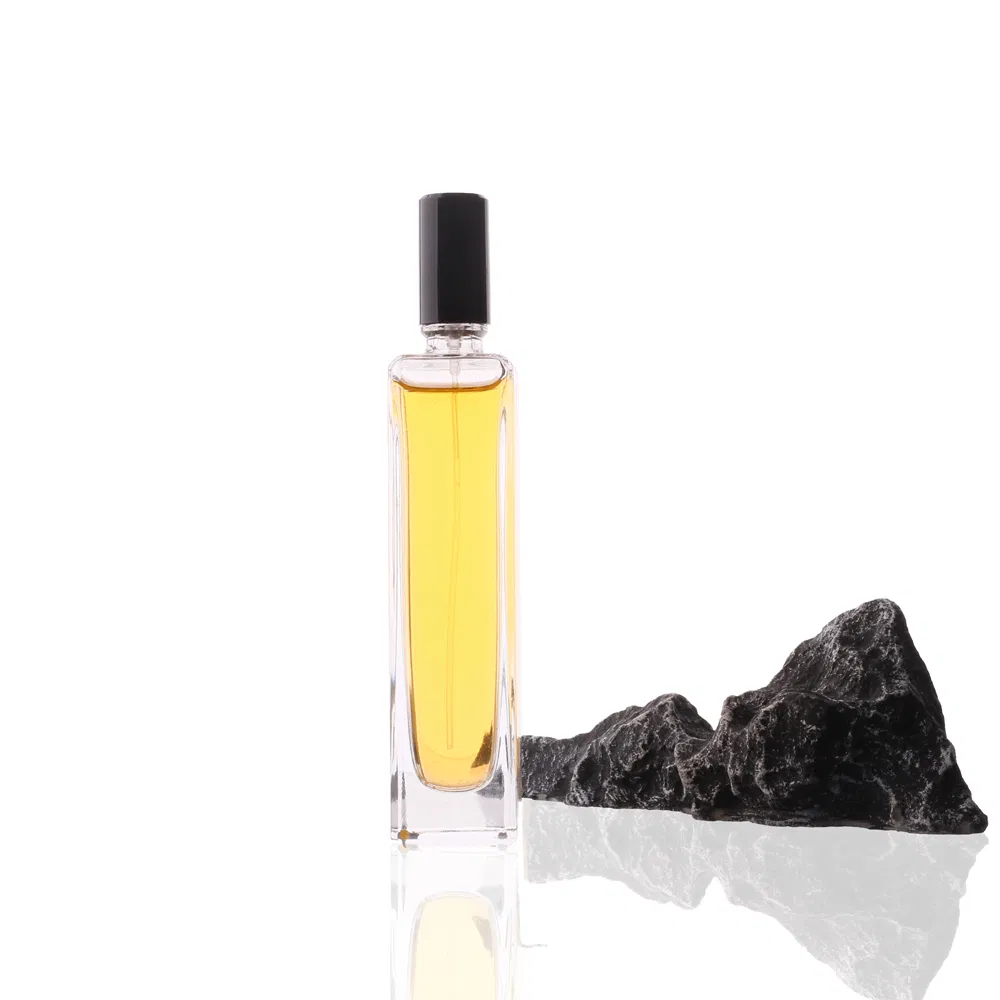 Tall Slim Square Screw Neck Transparent Custom Glass Perfume Bottle