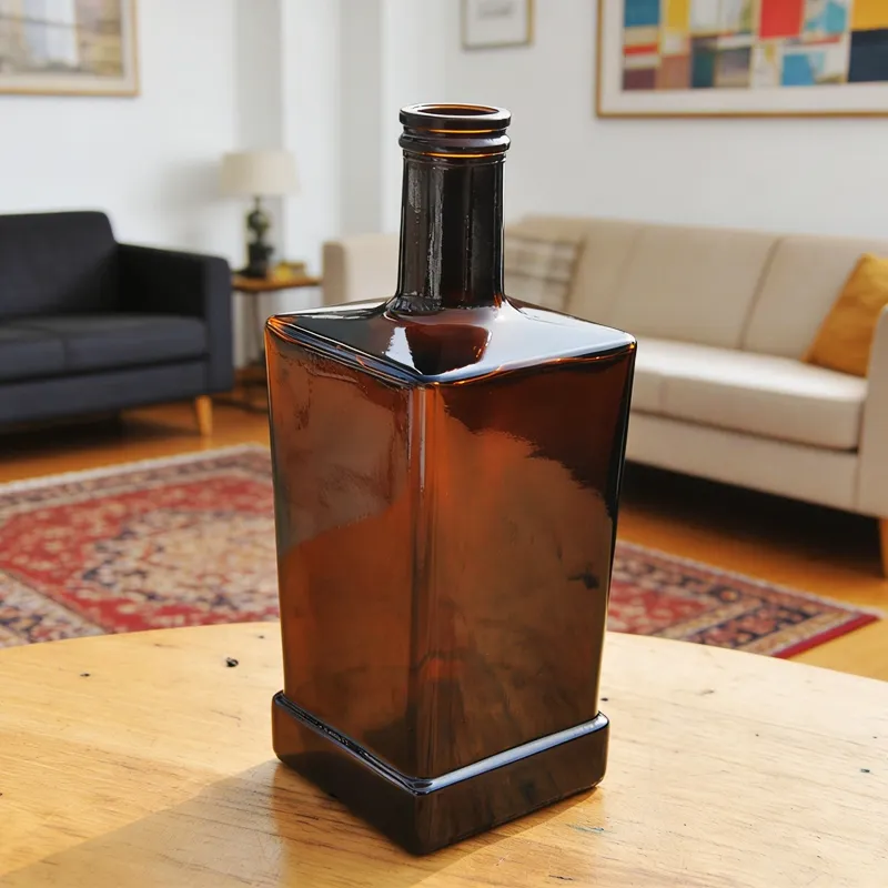 Brown Square Glass Bottle 500ml