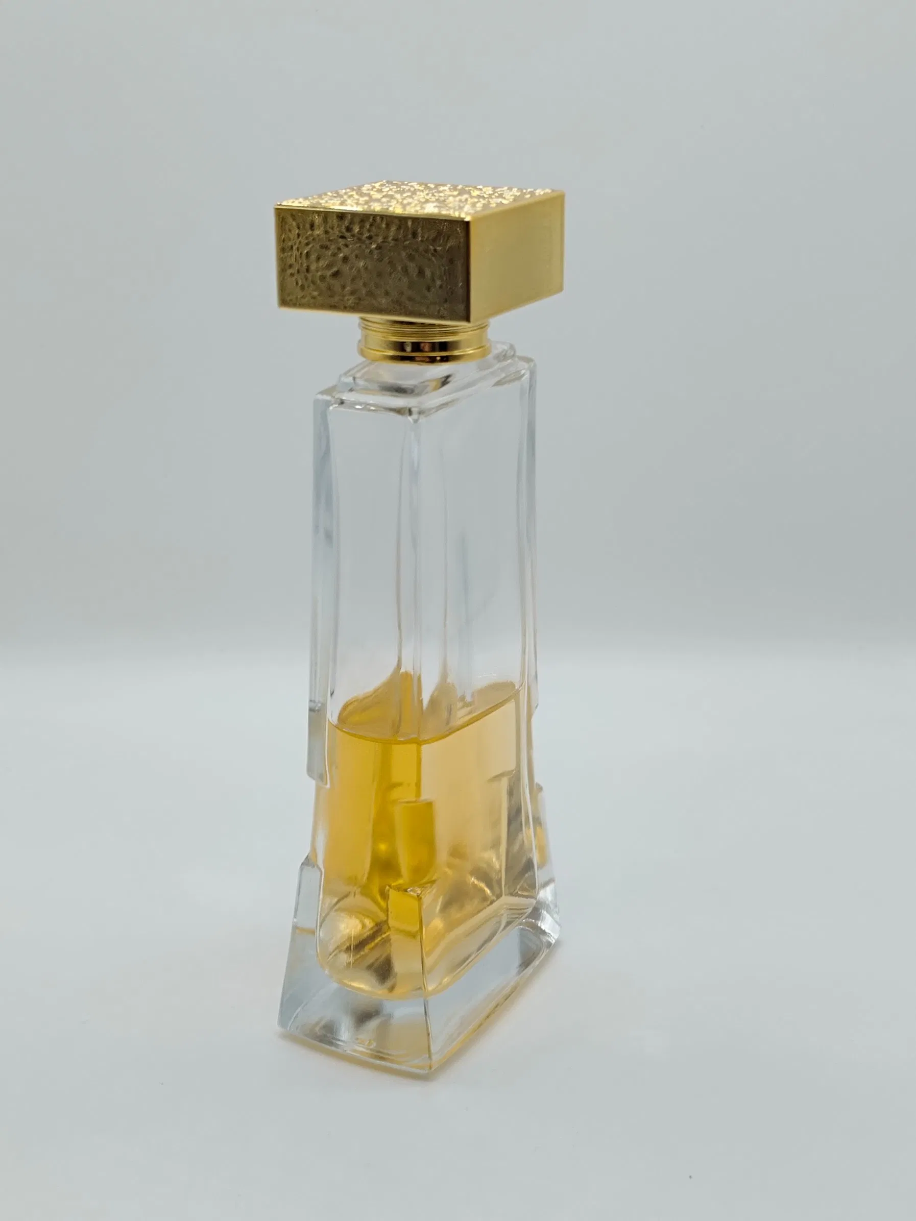 Tall High Quality Pattern Rectangle Glass Perfume Bottle Crimp Neck Cap Pump
