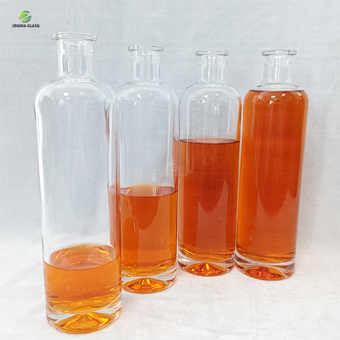Short Neck 750ml Round Spirits Clear Glass Vodka Bottle Liquor Wine Bottle