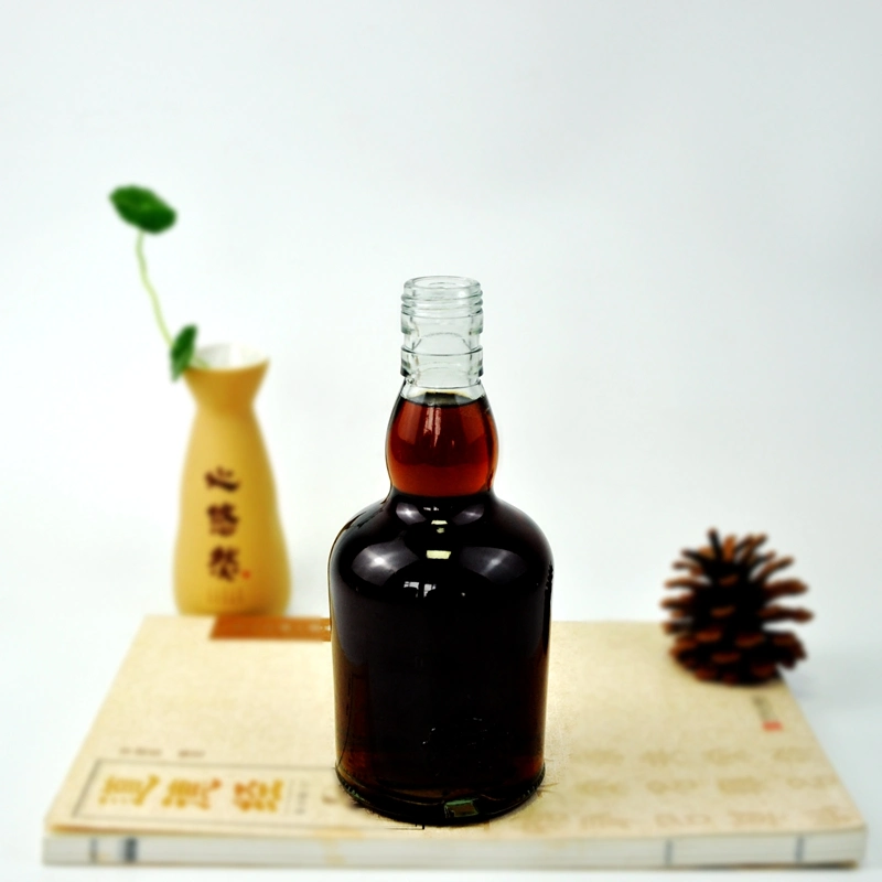 350ml Round Spirit Liquor Embossed Clear Glass Bottle