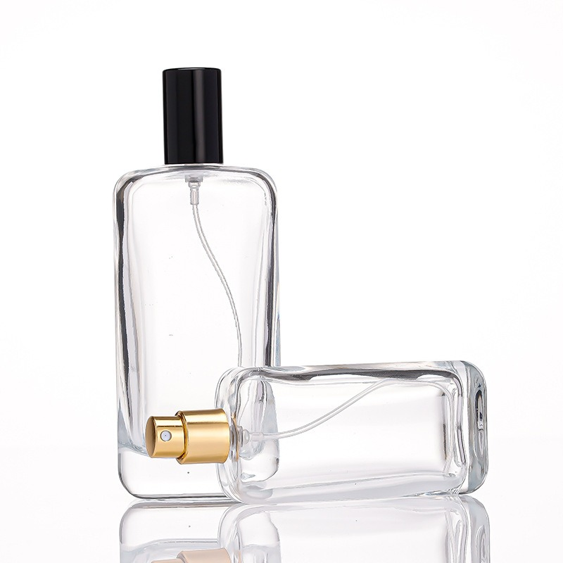 Wholesale OEM Custom Empty Fragrance Packaging Cosmetic Perfume Bottle 25ml 50ml 100ml Glass Flat Rectangle Shape Spray Bottles
