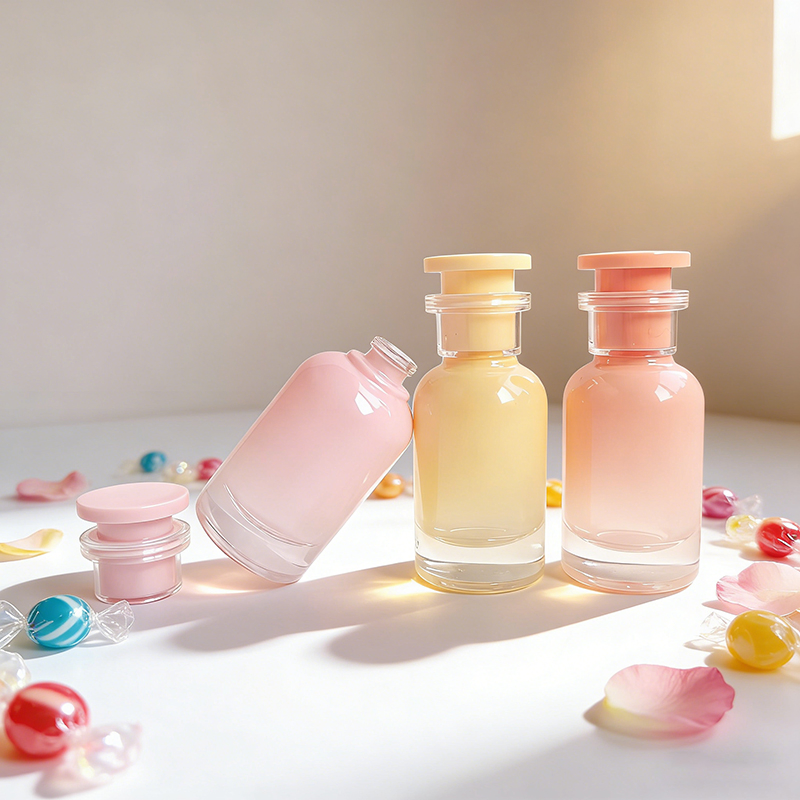 Round Glass Perfume Bottle 30ml Transparent Colored Glass Bottle for Perfume Packaging