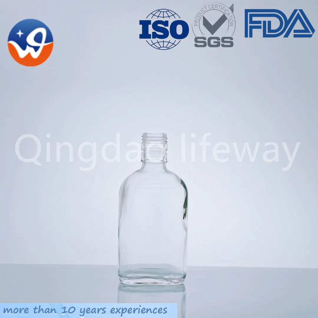 Wholesale Lightweight Flat Empty Crystal White Glass Whiskey Tequila Rum Vodka Glass Liquor Bottle