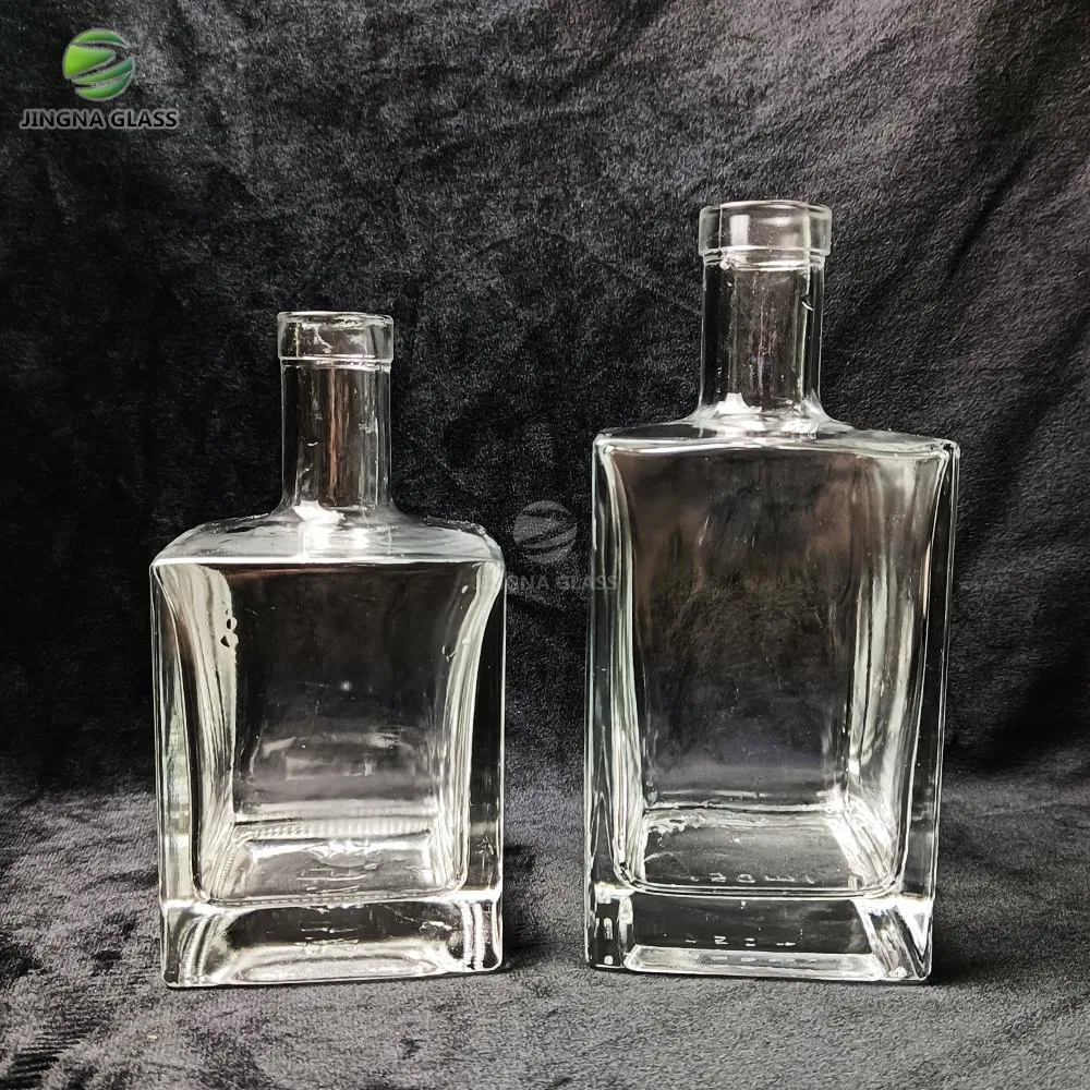 Square 750ml Clear Glass Whisky Bottle Spirits Wine Liquor Bottle Vodka Gin Tequila Bottle