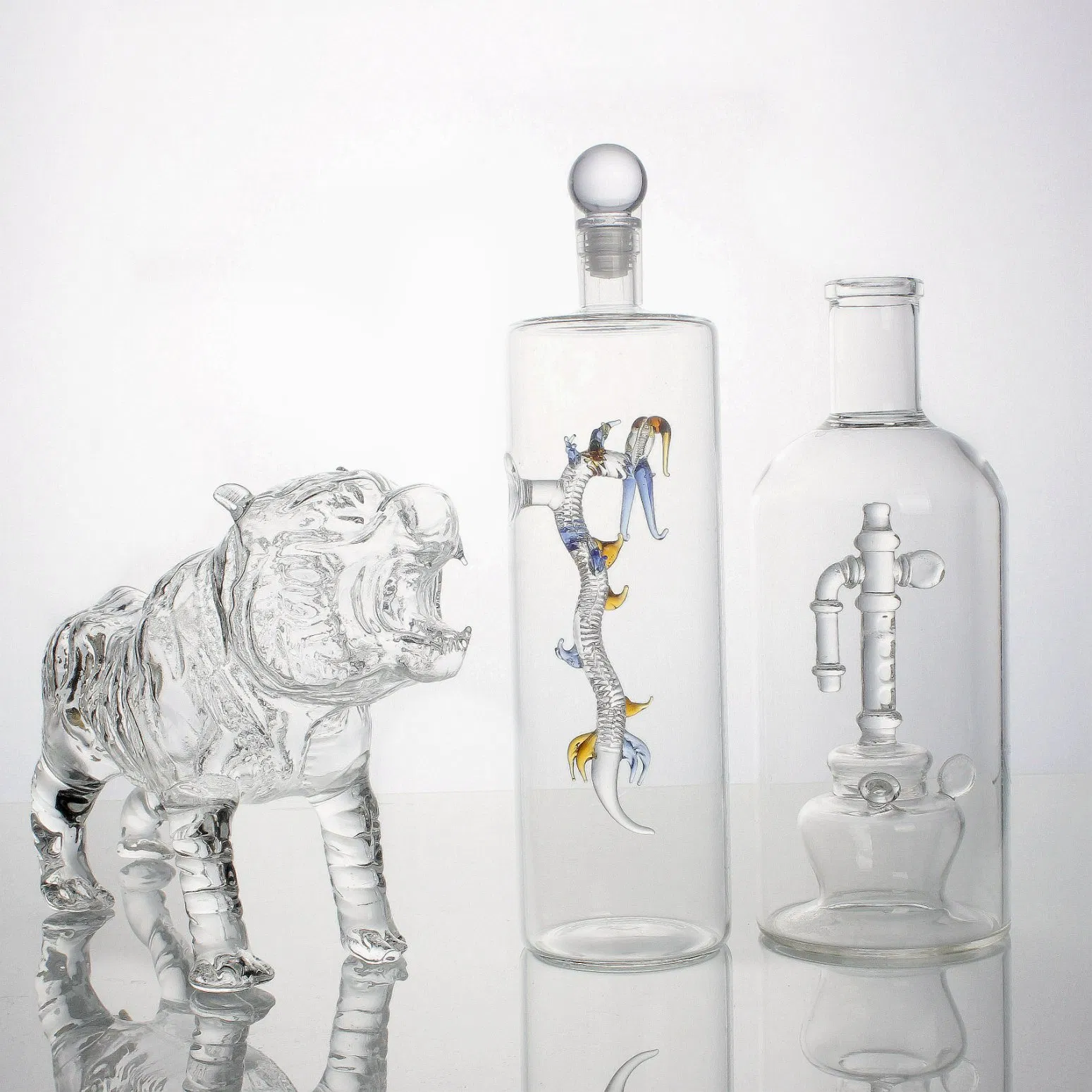 Custom Luxury 10ml 750ml Dragon Tiger Shape Whiskey Vodka Rum Gin Tequila Liquor Extra Flint High Borosilicate Glass Bottle