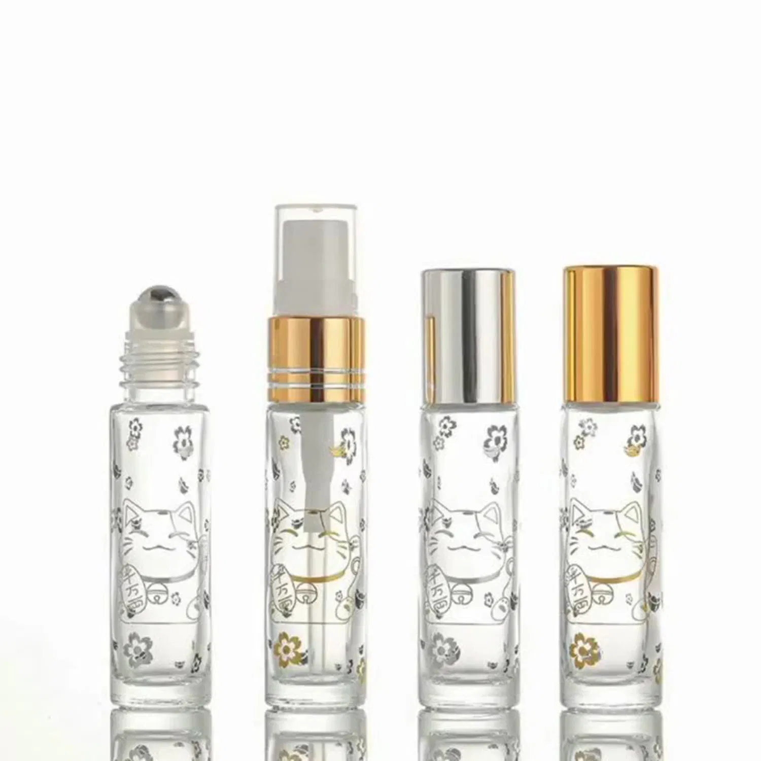 10ml Essential Oil Roller Bottles 10 Ml Empty Roller Bottles for Essential Oils Lip Oil Glass Refillable Oil Container Printed with Patterns