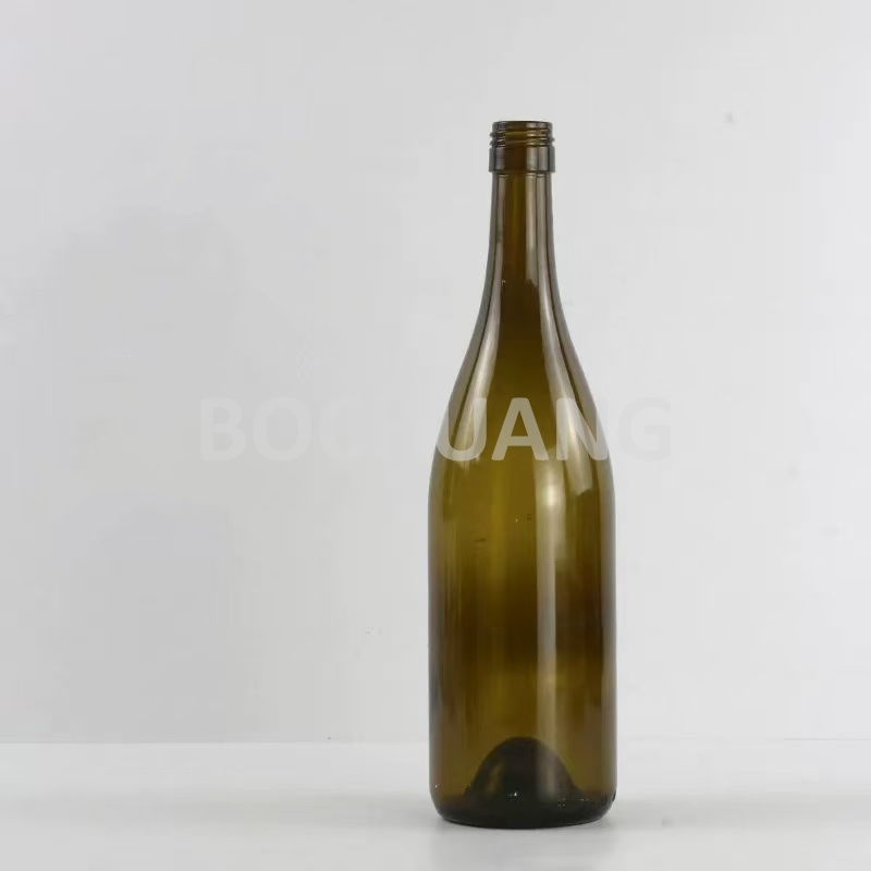 750ml Antique Green Burgundy Bottles Cork Finish Burgundy Wine Bottles Glass for Cork Plug and Screw Cap Wine Bottle