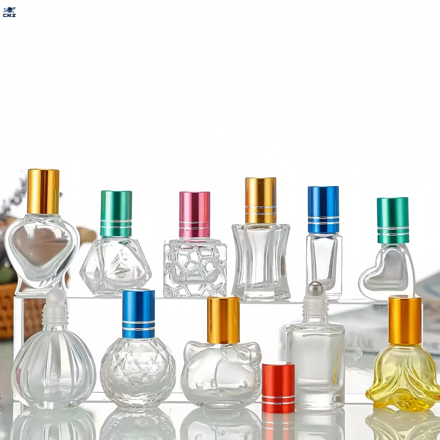 Special Geometric Design Screen Printed Clear Glass Roller Bottle 3ml 6ml 8ml 10ml Small Perfume &amp; Essential Oil for Screw Cap