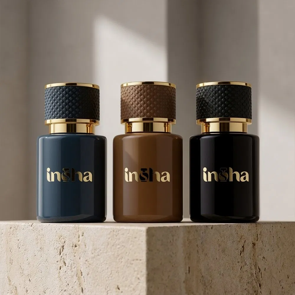 Hot Sale Luxury Perfume Bottle Empty Round Black Perfume Bottle 30ml 50ml 100ml Glass Perfume Bottles with Spray Pump and Box