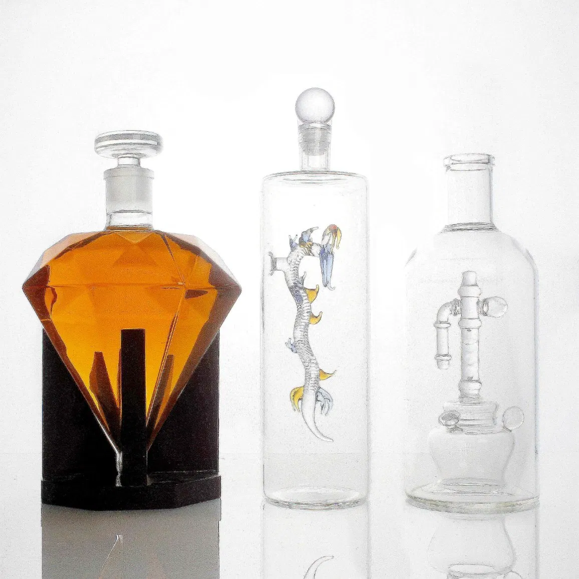 Custom Luxury 10ml 750ml Dragon Tiger Shape Whiskey Vodka Rum Gin Tequila Liquor Extra Flint High Borosilicate Glass Bottle