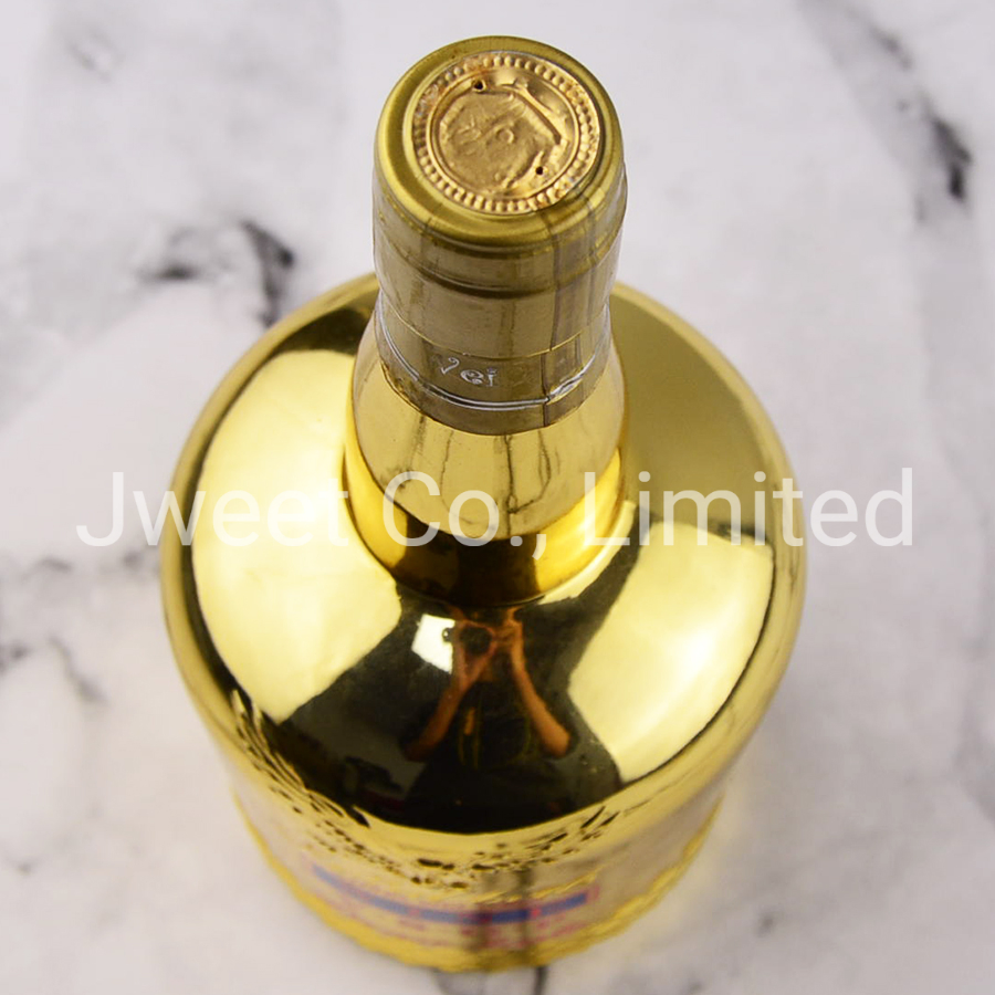 Luxury Golden Electroplated Brandy Bottle Glass Liquor Brandy Wine Bottle