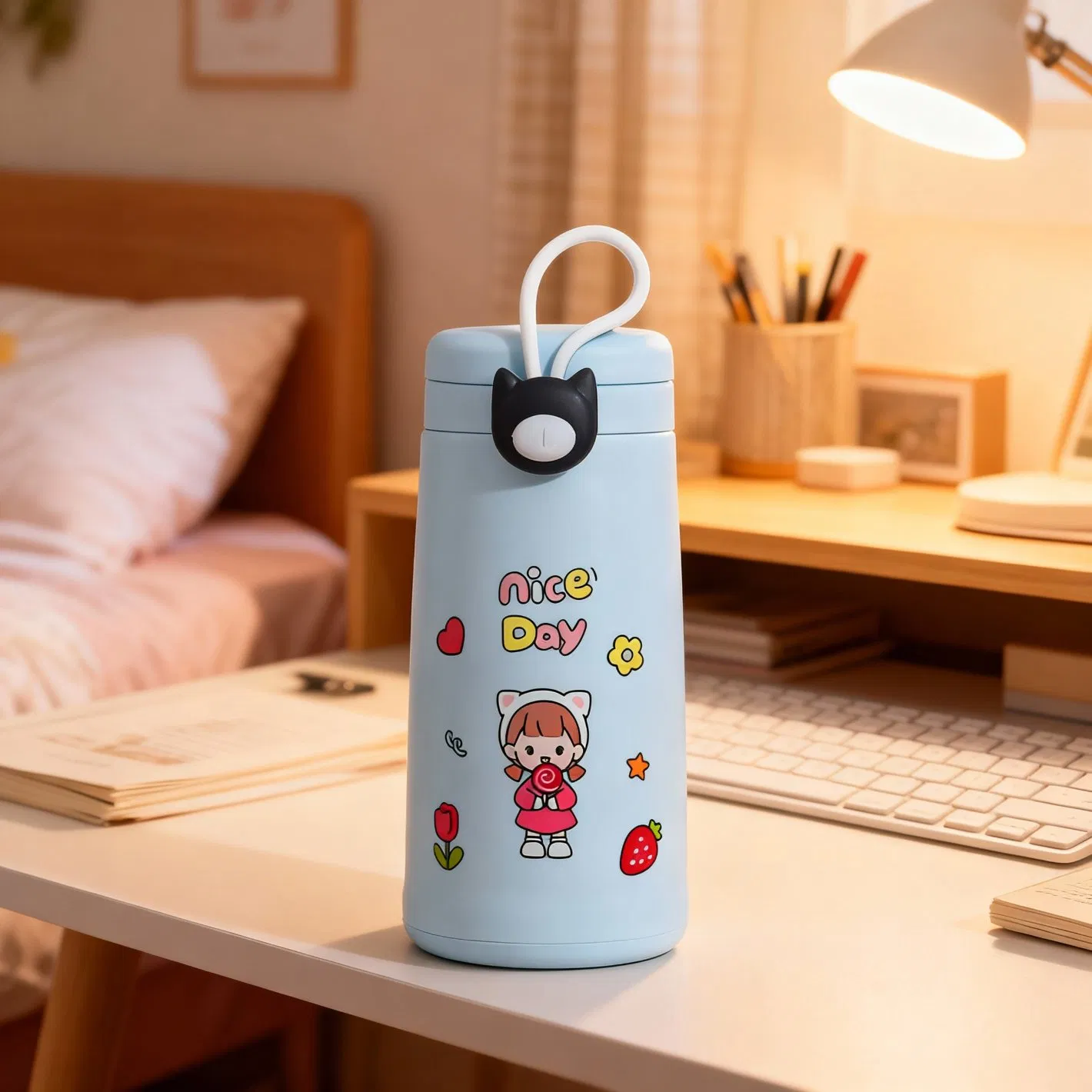 Lightweight Glass Water Bottle with Aluminum Cap for Travel and Business Trip