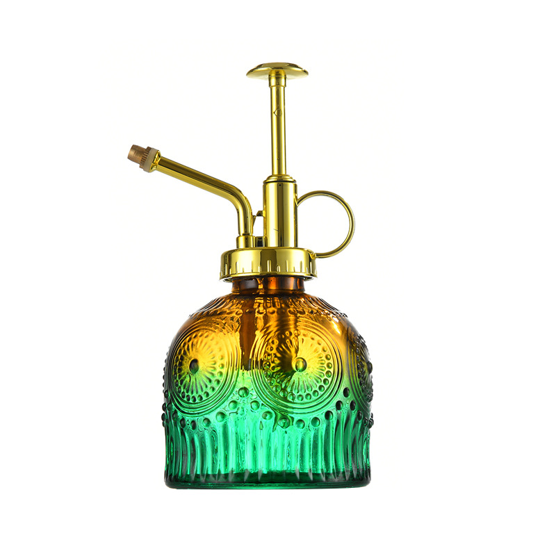 Colorful Glass Watering Can 230ml Vintage Embossed Glass Plant Mister Spray Bottle for Flower