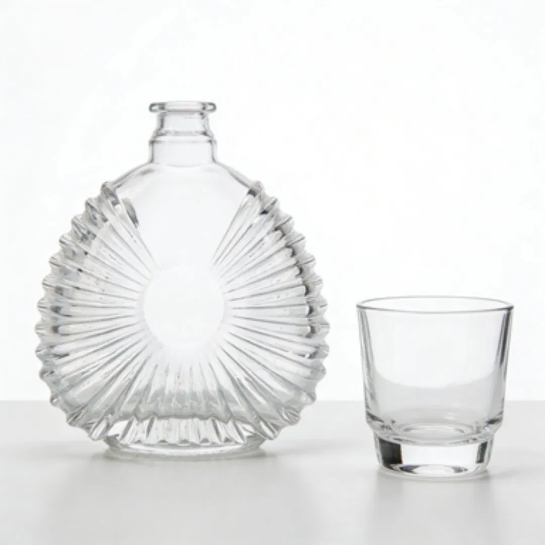 500ml Short Neck Glass Bottle Transparent Glass Whiskey Bottle Vodka Bottle with Cork