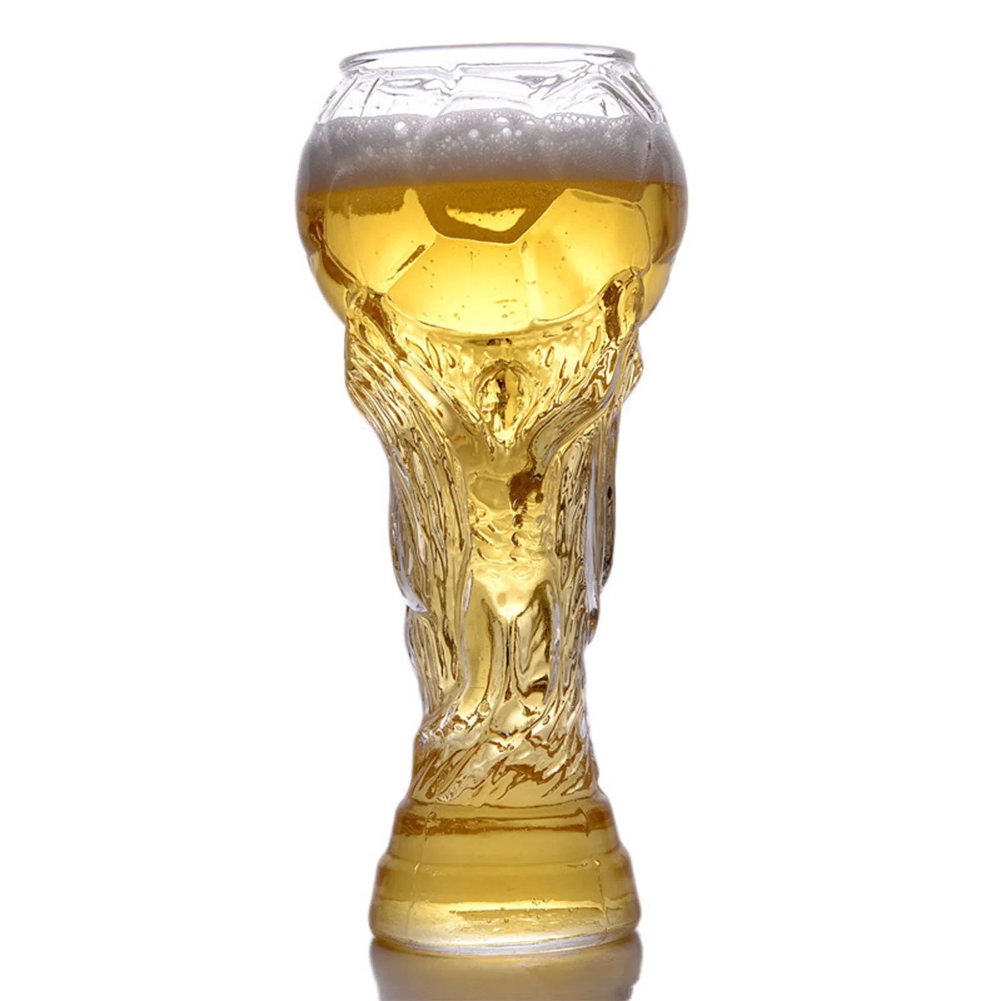 Hot Sale Football Embossed Design Football Worlds Cup Bar Beer Glass Irregular Shapes Beer Glass Bottle