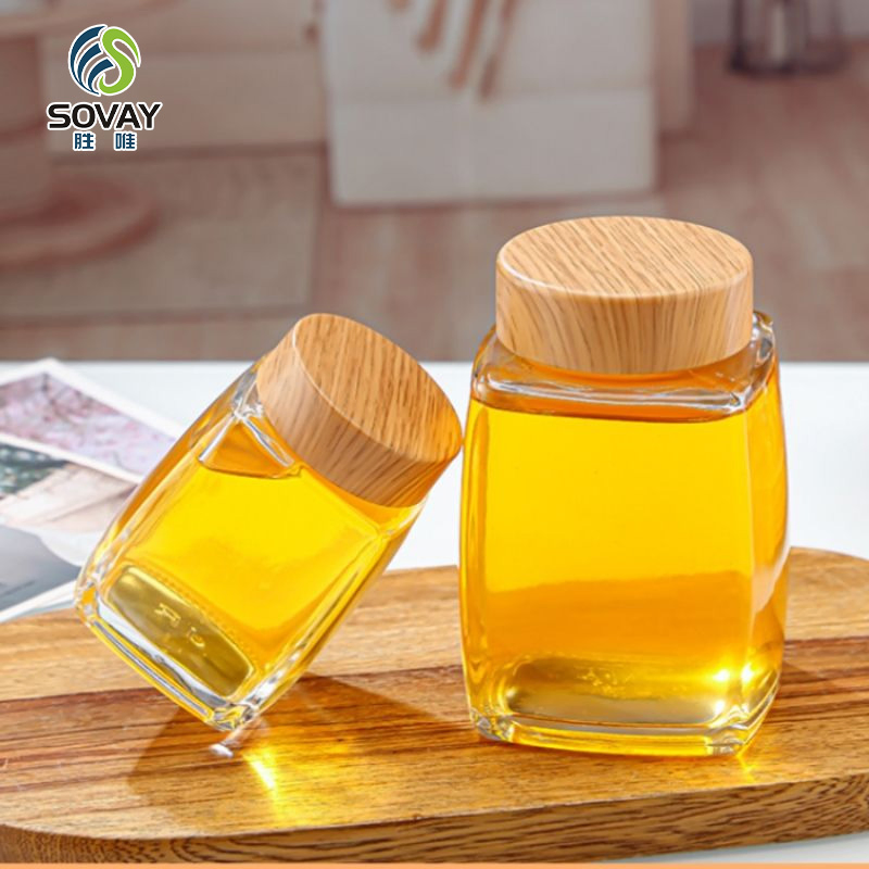 Wholesale Honey Jam Tea Bottle Thick Square Glass Jar Screw Cap Screen Printed Surface Canned Food Chili-Custom Colors Custom