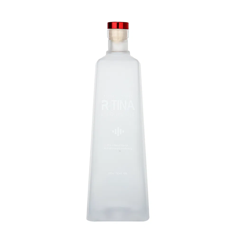 Custom New Design 375ml 500ml 700ml 750ml Frosted Vodka Liquor Gin Rum Tequila Whisky Alcohol Spirit Glass Bottle with Cork