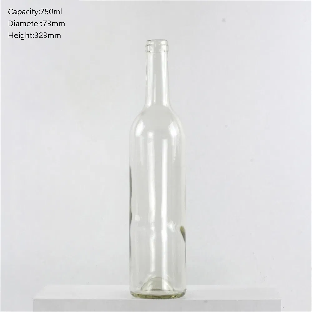750ml Tall Transparent Straight Neck Red Wine Glass Bottle Liquor Bottle