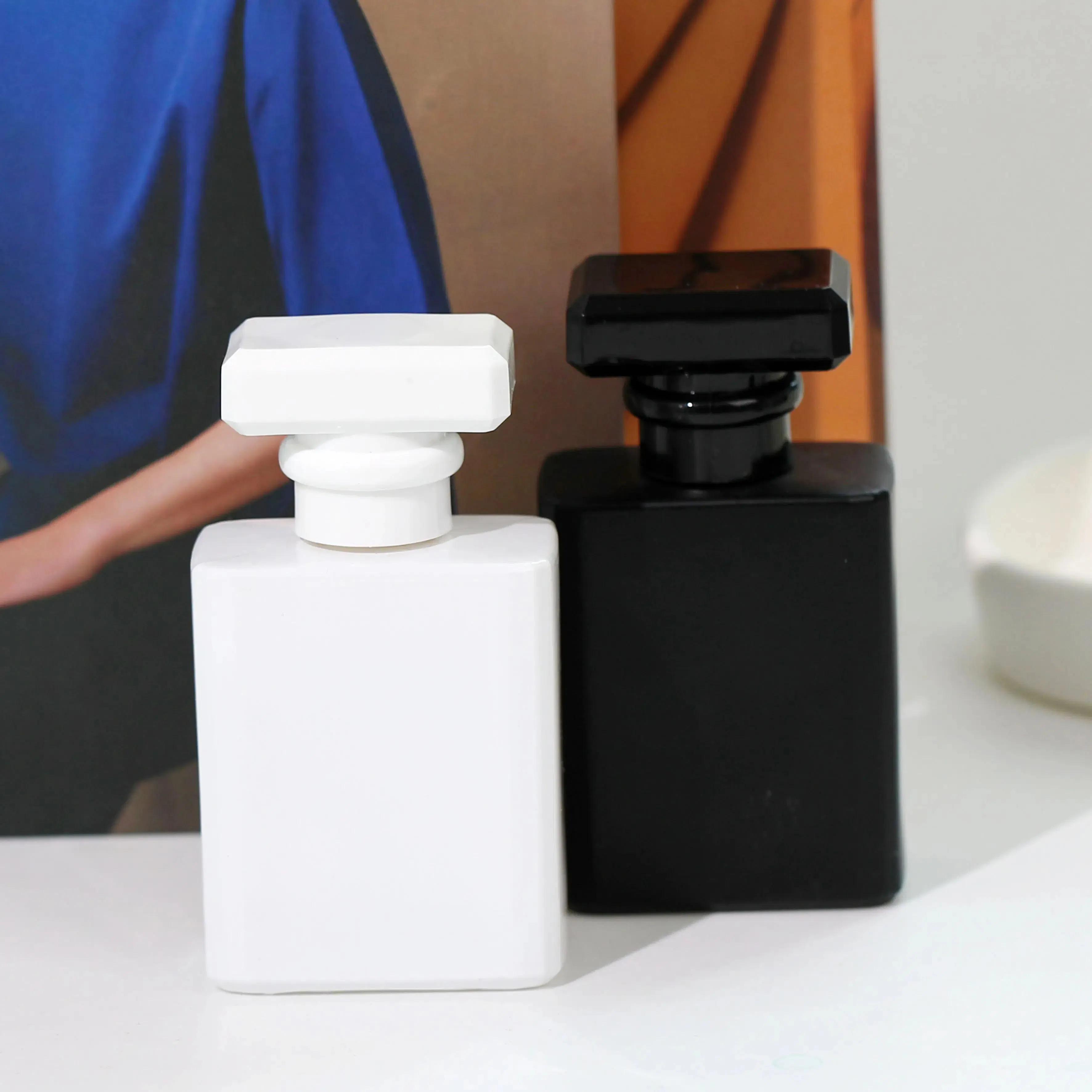 Factory Manufacturing 30ml 50ml 100ml Custom Square Luxury Empty Glass Spray Perfume Bottle with Box