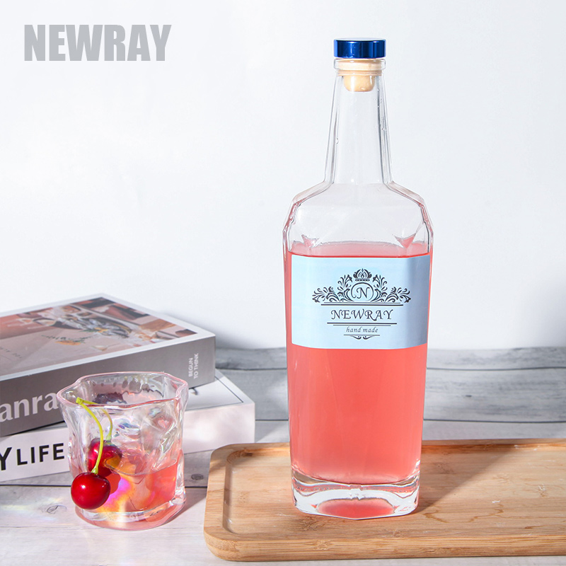 Thick Base 50 Cl Glass Liquor Bottles for Rum Gin Whisky Tequila