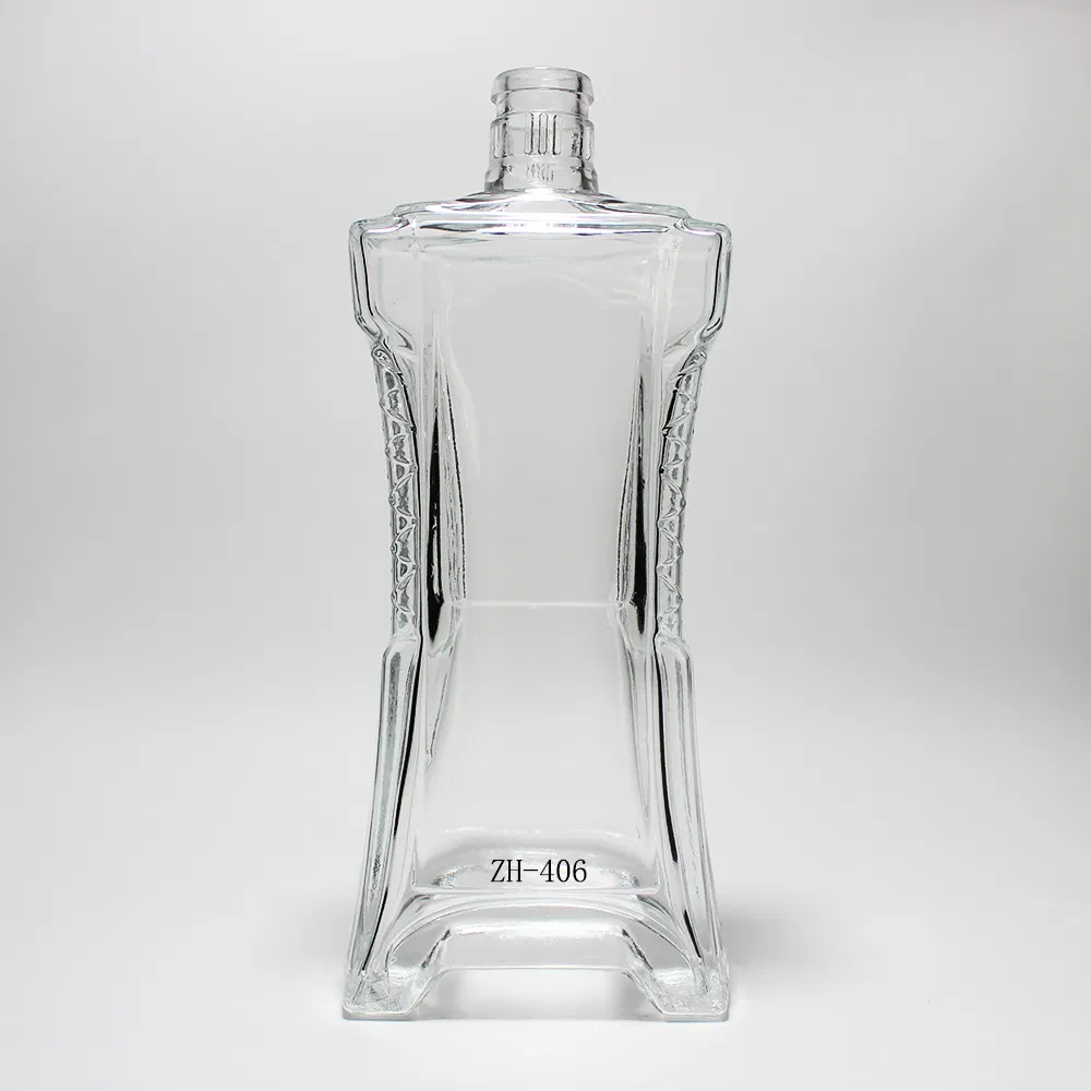 Special Shape High Quality 500ml Spirits Gin Rum Tequila Bottle Super Flint Innovative Liquor Alcohol Glass Bottle with Custom Cap for Gift