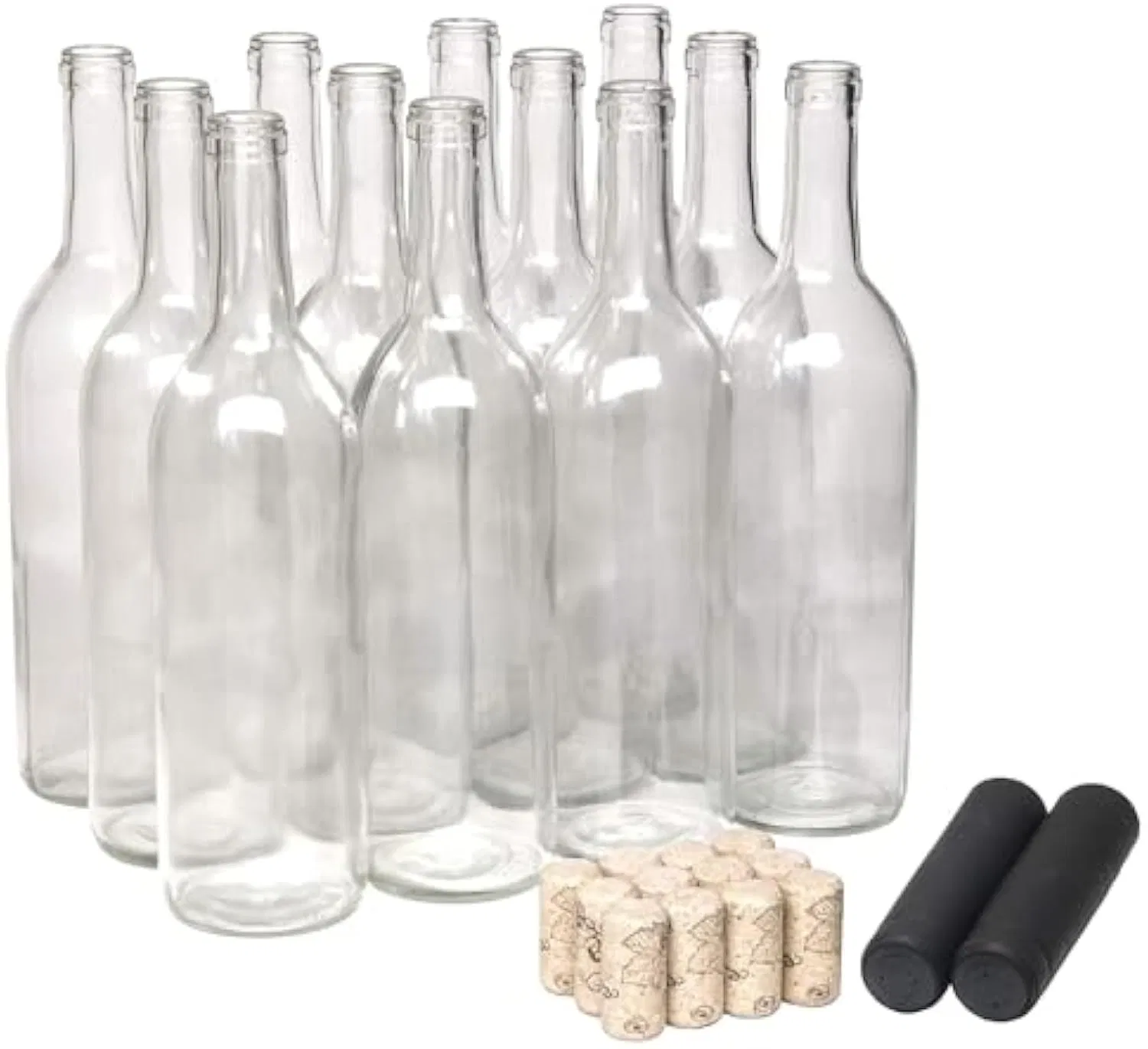 Skylark 750ml Flat-Bottomed Cork Finish Glass Bordeaux Wine Bottle