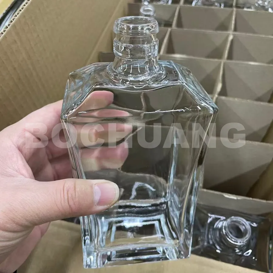 Square Super Flint Glass Spirit Bottle