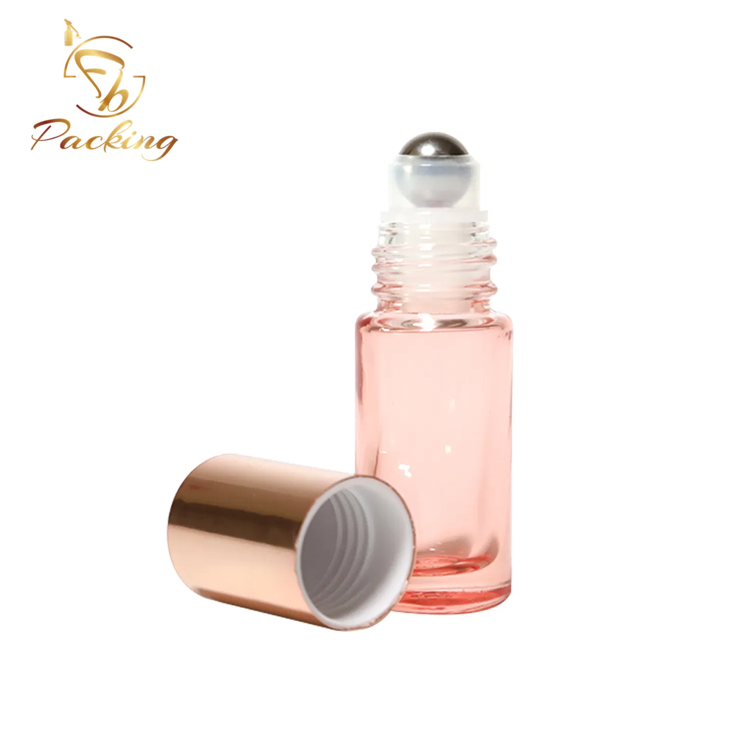 Wholesale Customize Colored 5 Ml Glass Roll - on Bottle with Rose Gold Cap for Lip Oil