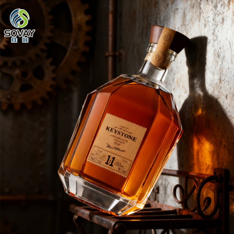 High-End 500ml 700ml 750ml Glass Wine Bottles with Cork Sea Frost Finish for Whisky Brandy Water Packing