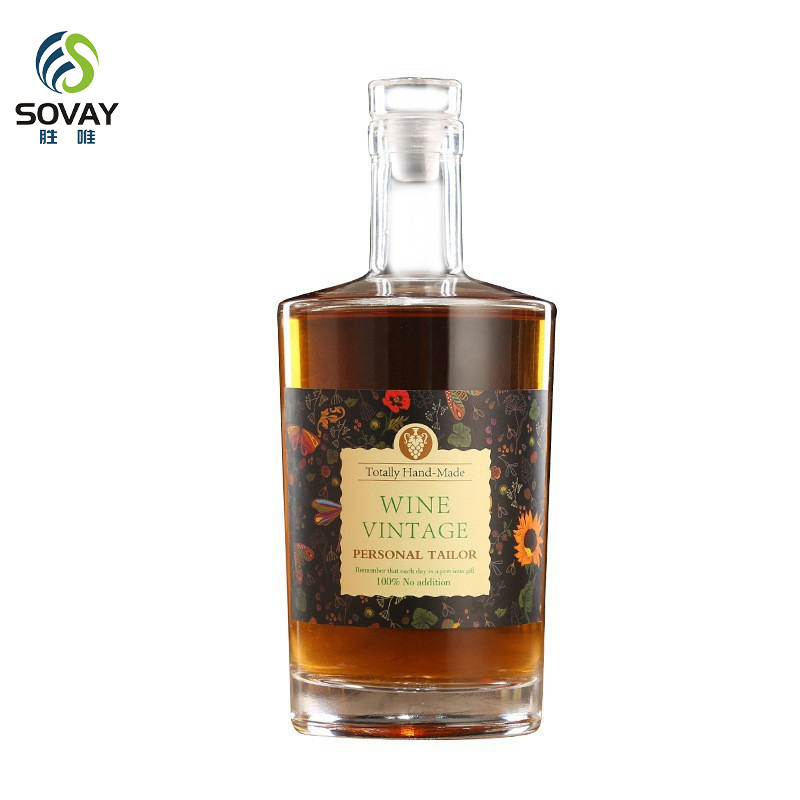 in Stock Custom Shape 100ml 200ml 375ml 500ml 750ml Glass Wholesale Rum Whiskey Liquor Gin Wine Spirit Vodka Bottle Container