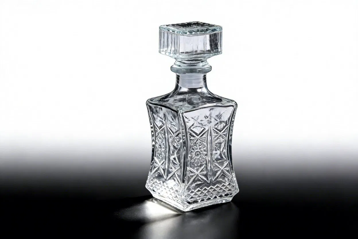 Creative Embossed Design 500ml 750ml Clear Empty Liquor Brandy Whiskey Glass Bottle Wine Decanter