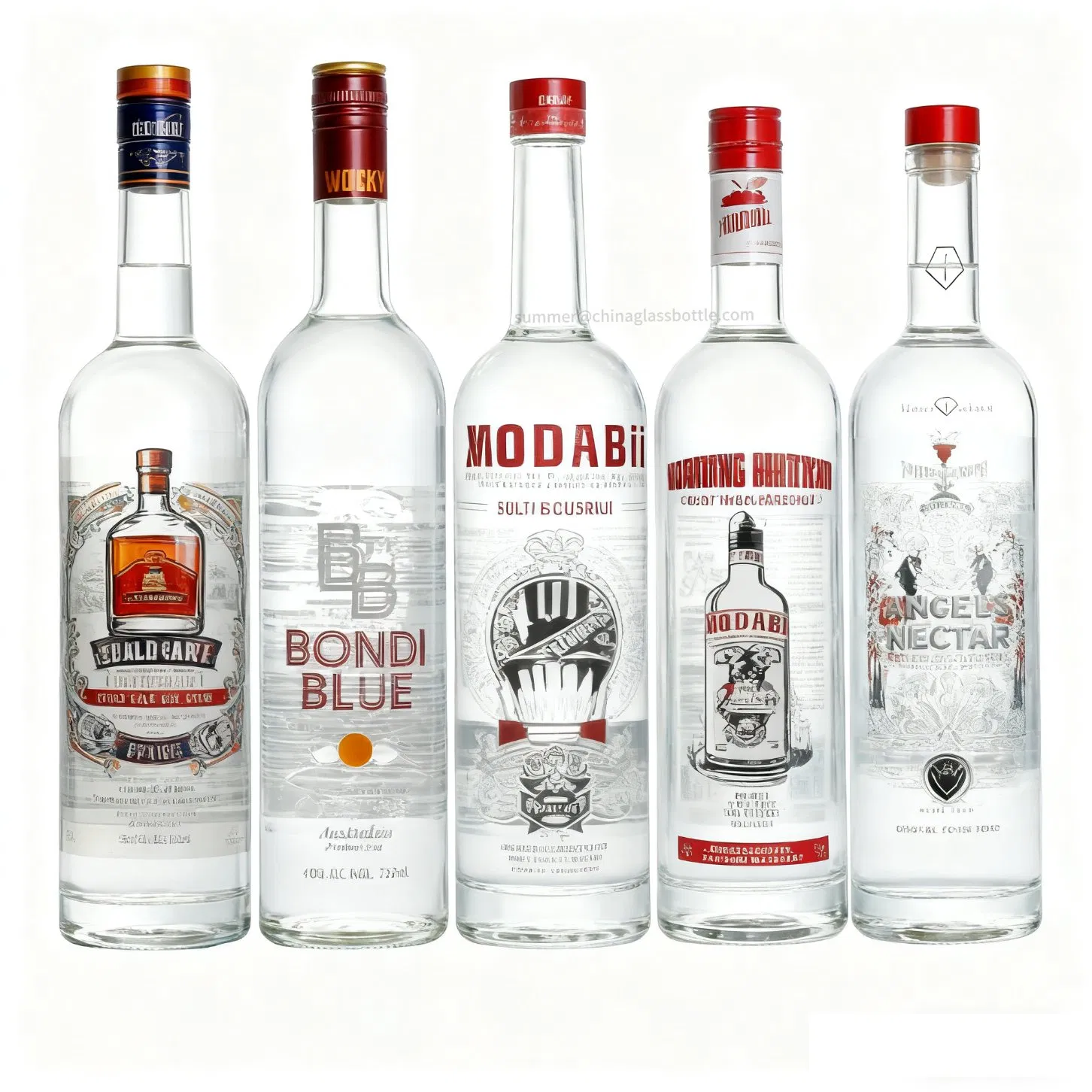 Custom Printed Label 70cl 75cl Tequila Gin Vodka Whisky Glass Liquor Bottle