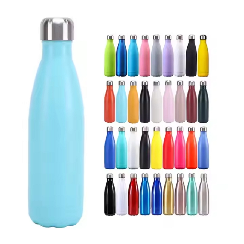 Custom Logo Imprint Promotion 17oz Stainless Steel Double Wall Vacuum Insulated Water Bottle Cola Shape Leak Proof Sports Water Bottle