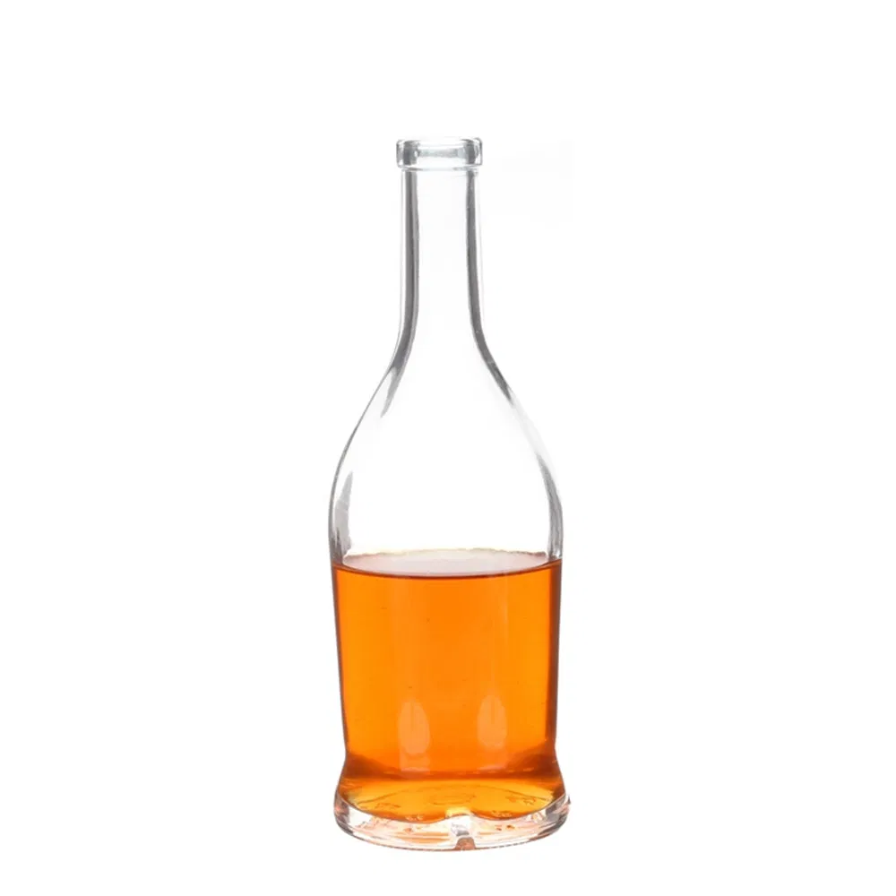 Thick Sole Big Belly Long Neck Tall Round Glass Liquor Bottle
