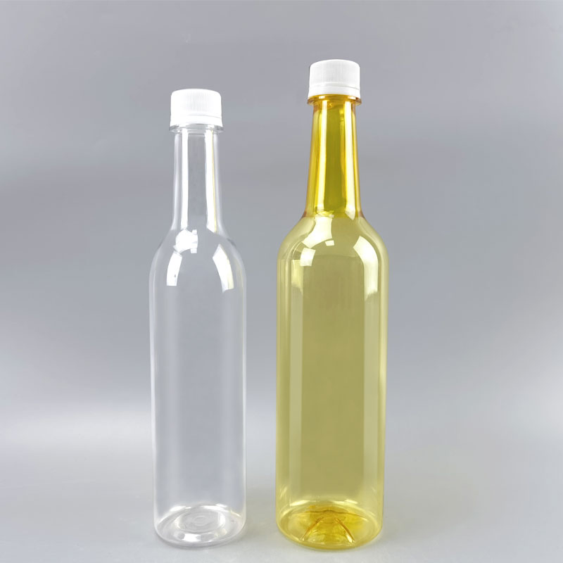 Custom Food Grade 500ml 750ml Clear Pet Long Neck Plastic Wine Beer Liquor Whisky Spirit Champagne Bottles Packaging