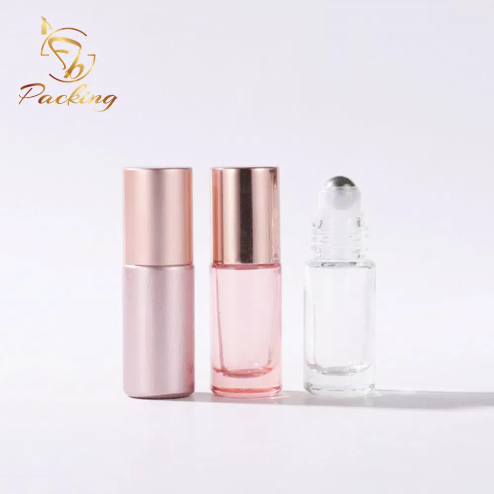 Wholesale Customize Colored 5 Ml Glass Roll - on Bottle with Rose Gold Cap for Lip Oil