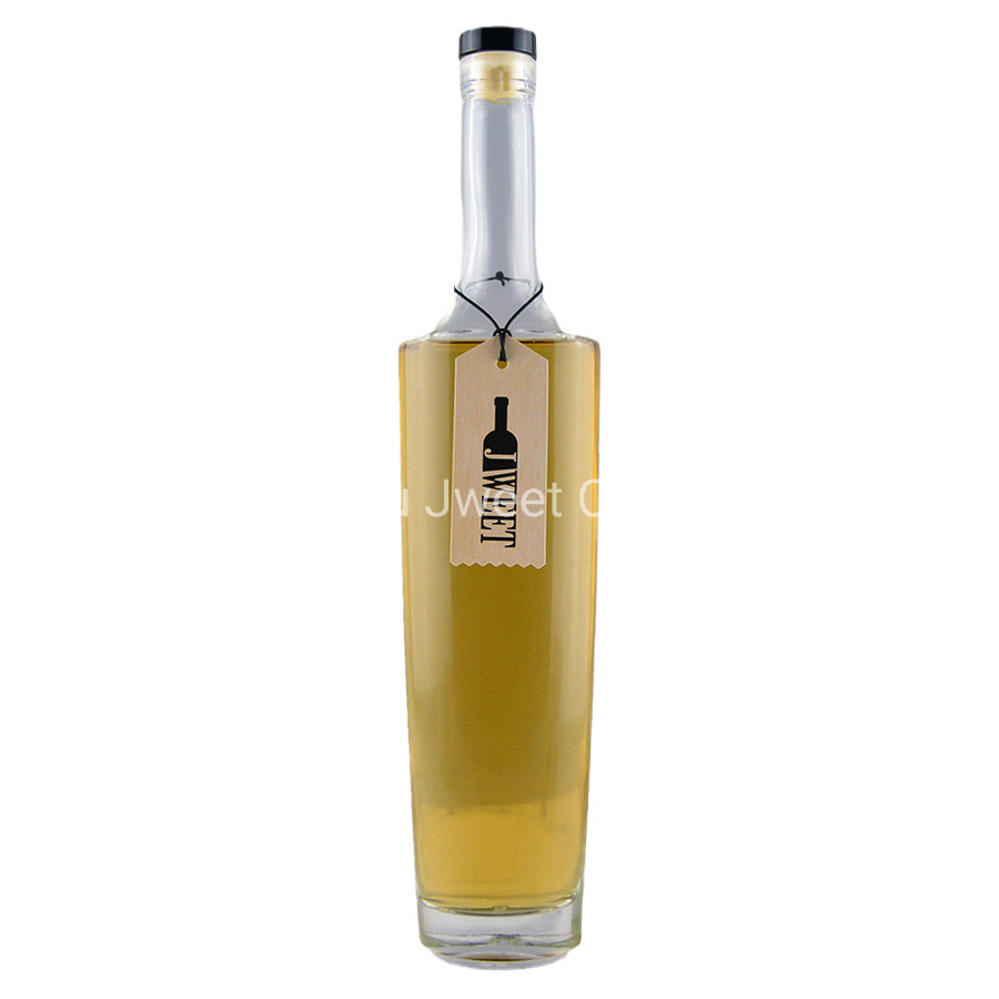 Factory High Flint Glass Long Neck Tall Round Glass Bottle Liquor Package