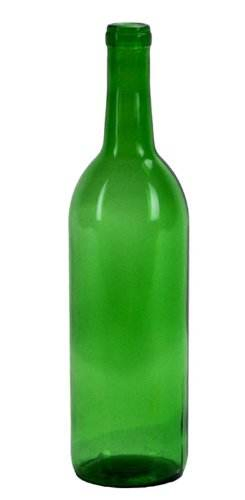 750ml Green Glass Bordeaux Wine Bottle 63mm Flat Bottom Cork Finish