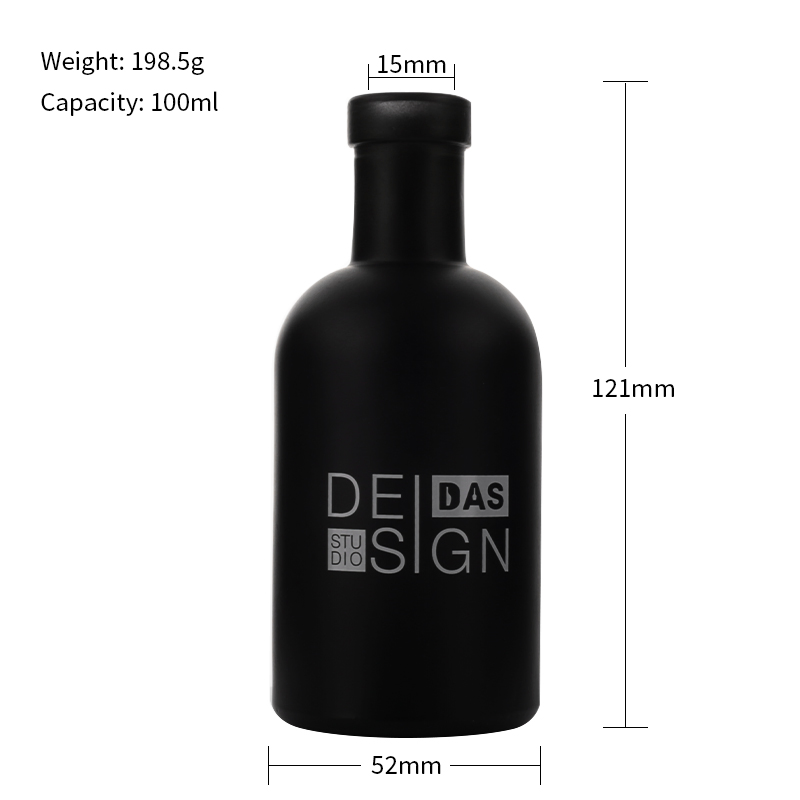 Custom Black Coated Thick Base Whiskey Vodka Rum Mini 100ml Glass Spirits Liquor Bottles