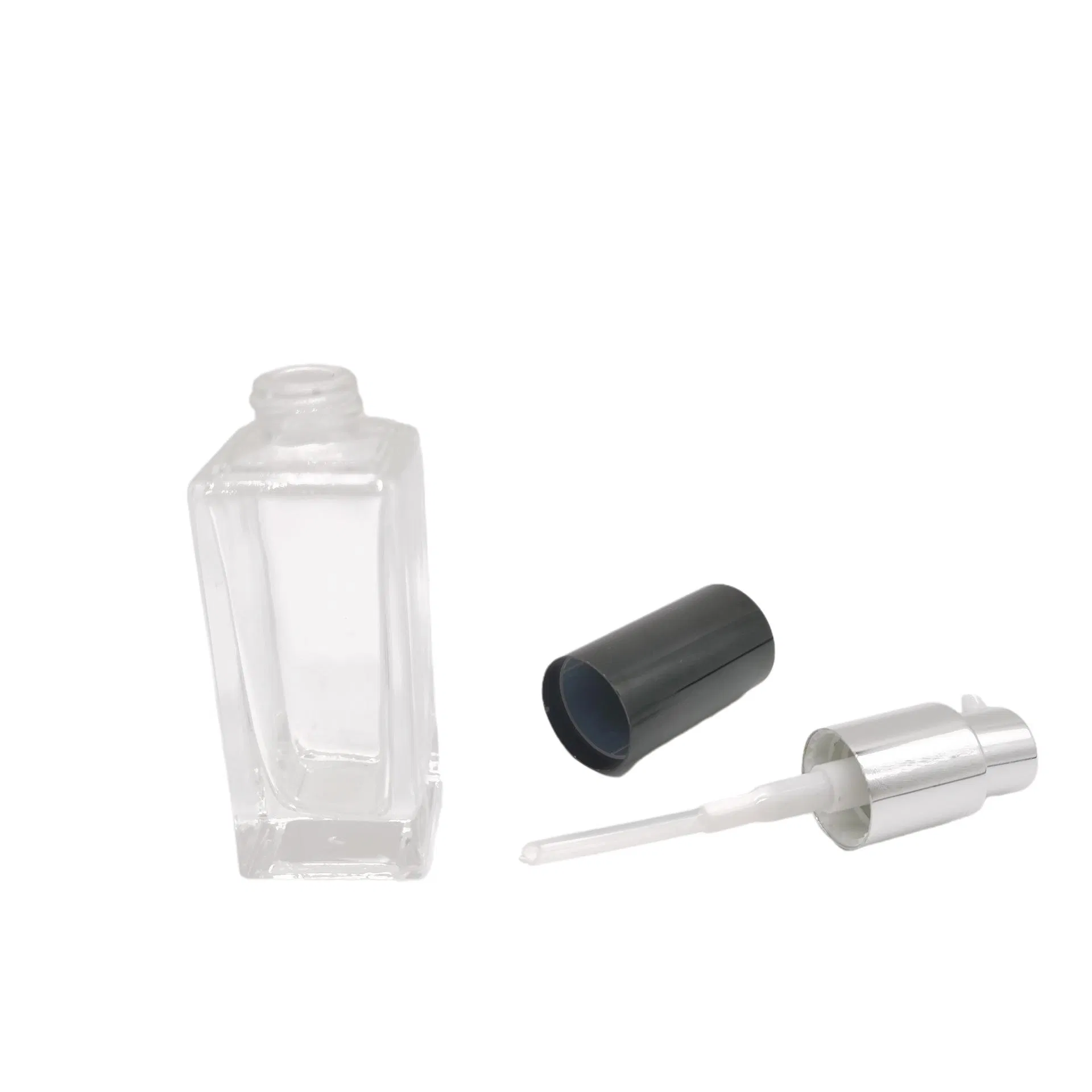 Export 30ml Essence Glass Bottle Cylindrical Transparent Cosmetic Bottle Embossed Silk Screen Spraying Daily Chemical Bottle