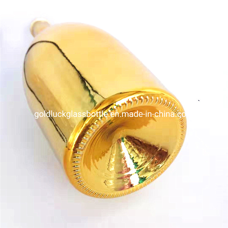 Electroplated Colorful Champagne Glass Bottle Gold, Blue, Pink Finish with Cork Stopper