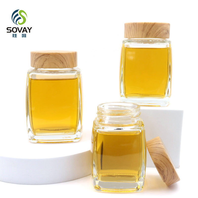 Wholesale Honey Jam Tea Bottle Thick Square Glass Jar Screw Cap Screen Printed Surface Canned Food Chili-Custom Colors Custom