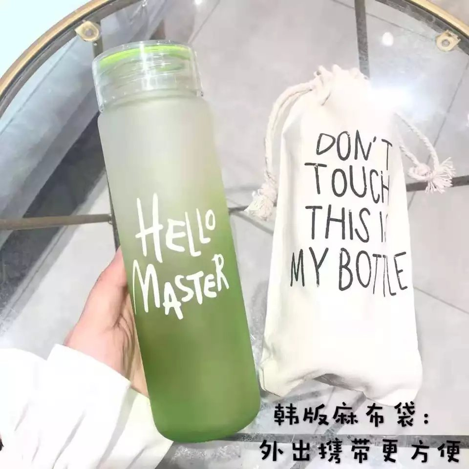 Wholesale Gift Letter Bottle Colorful Frosted Portable Drinking Cheap Glass Water Bottle with Lid