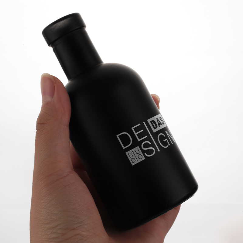 Custom Black Coated Thick Base Whiskey Vodka Rum Mini 100ml Glass Spirits Liquor Bottles