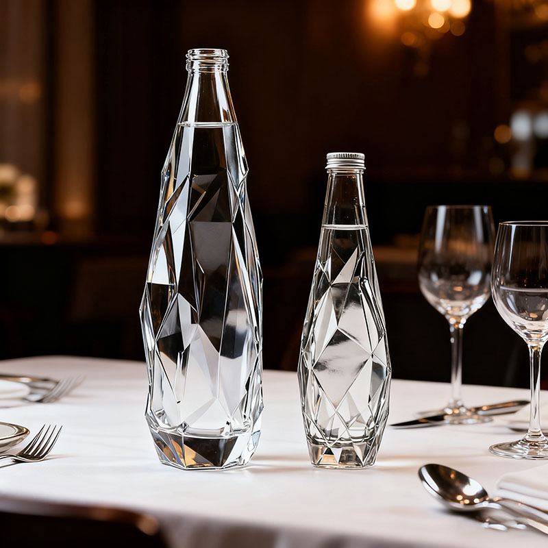 Custom Unique Luxury 330ml 500ml 750ml Clear Diamond Shape Glass Bottle for Spirits Whisky Vodka Tequila Spirits with Screw Cap