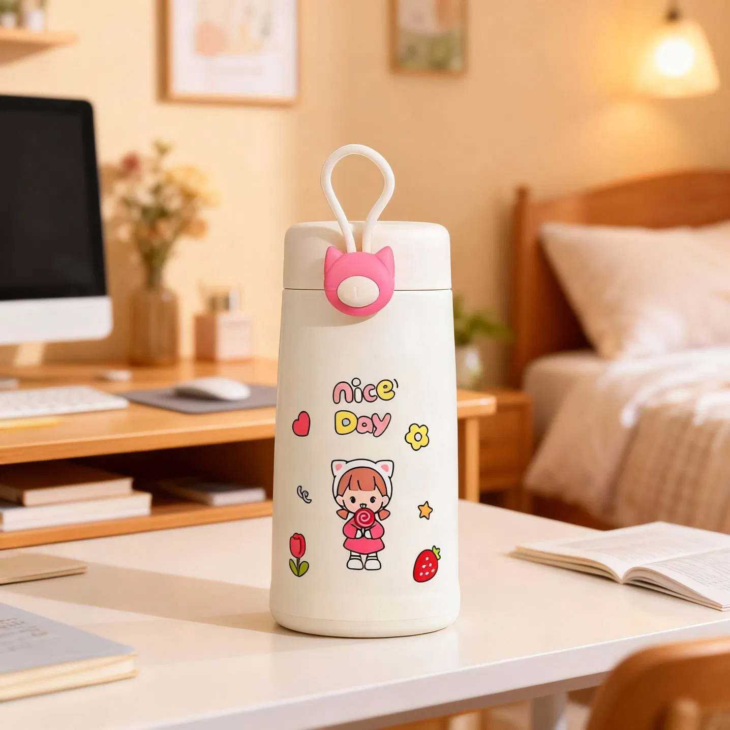 Lightweight Slim Glass Water Bottle with Aluminum Cap for Travel and Business Trips