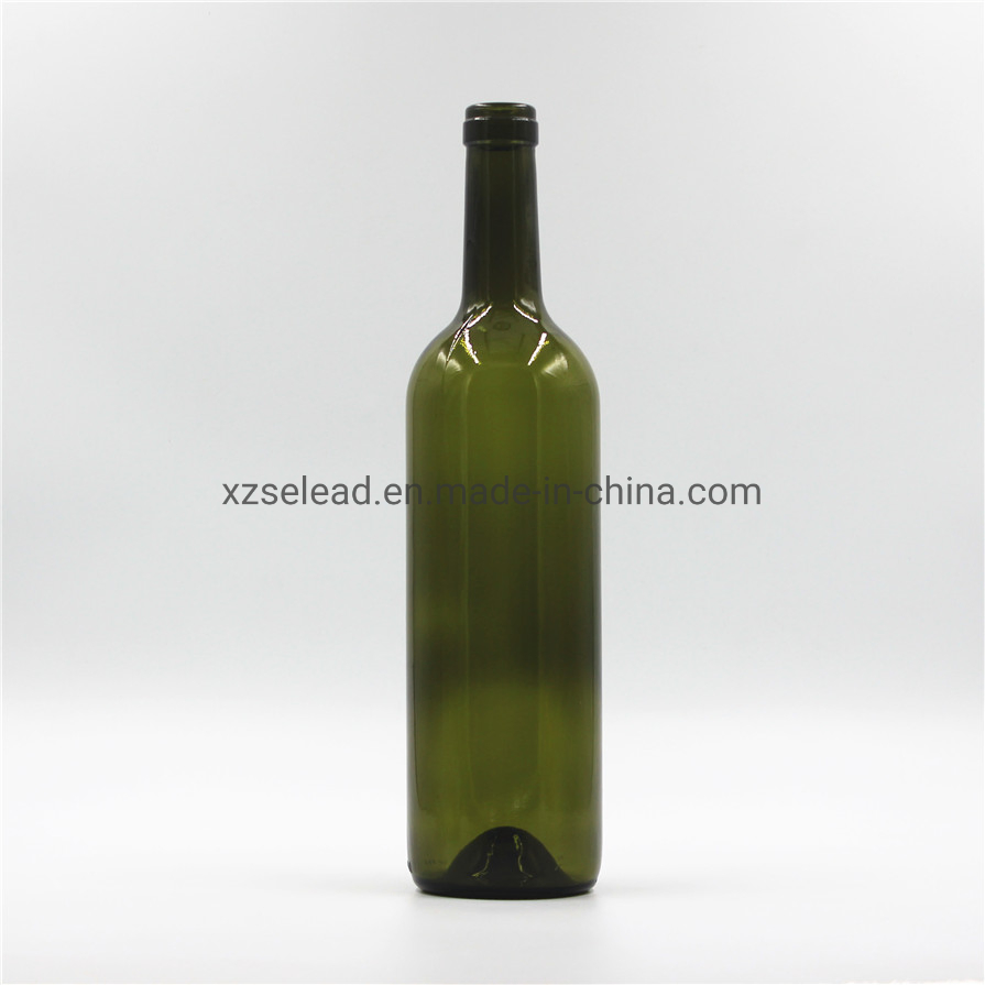 750ml Antique Green Burgundy Wine Glass Bottle with Cork Finish